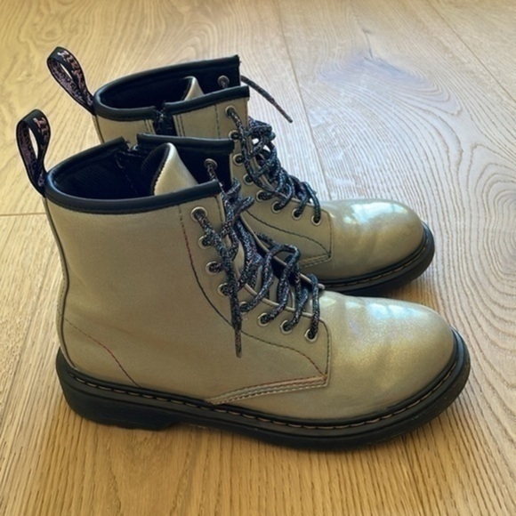 Dr. Martens Other - Dr Martens 1460 Kids Boots Size 4 Sparkle Rays Iridescent Side Zip Lace Up